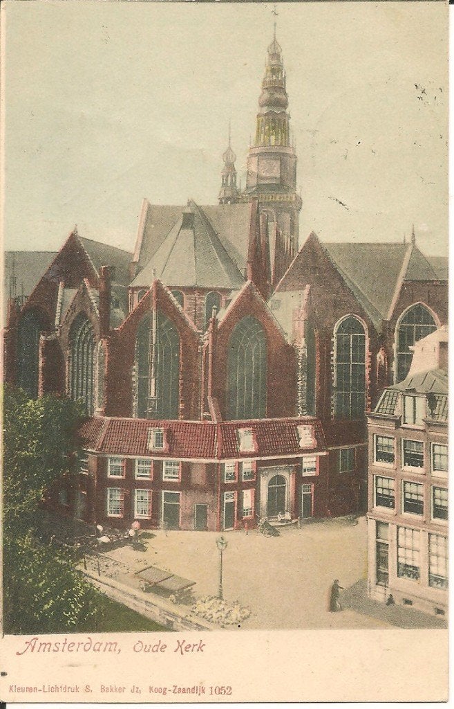 Oude Kerk Amsterdam - Kleuren-Lichtdruk S. Bakker Jz., Ophalen of Verzenden, Voor 1920, Gelopen, Noord-Holland