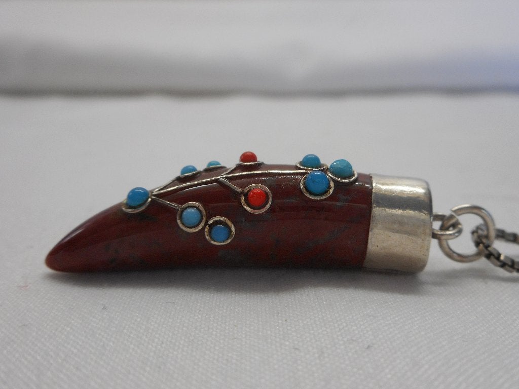 Zilveren ketting met aparte vintage hanger nr.041, Met hanger, Verzenden, Zo goed als nieuw, Zilver