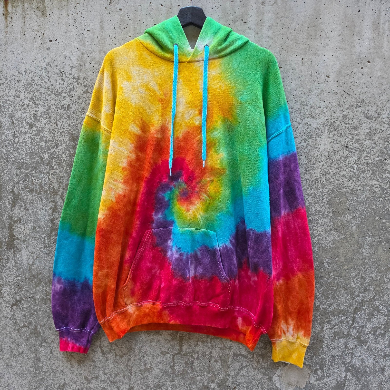 Regenboog spiral tie dye hippie unisex hoodie maat XXL, Overige kleuren, Spiral Creaties, Nieuw, Overige maten
