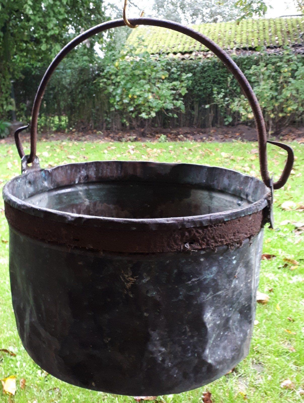 Antieke Koperen Ketel met Handvat, Ophalen, Koper