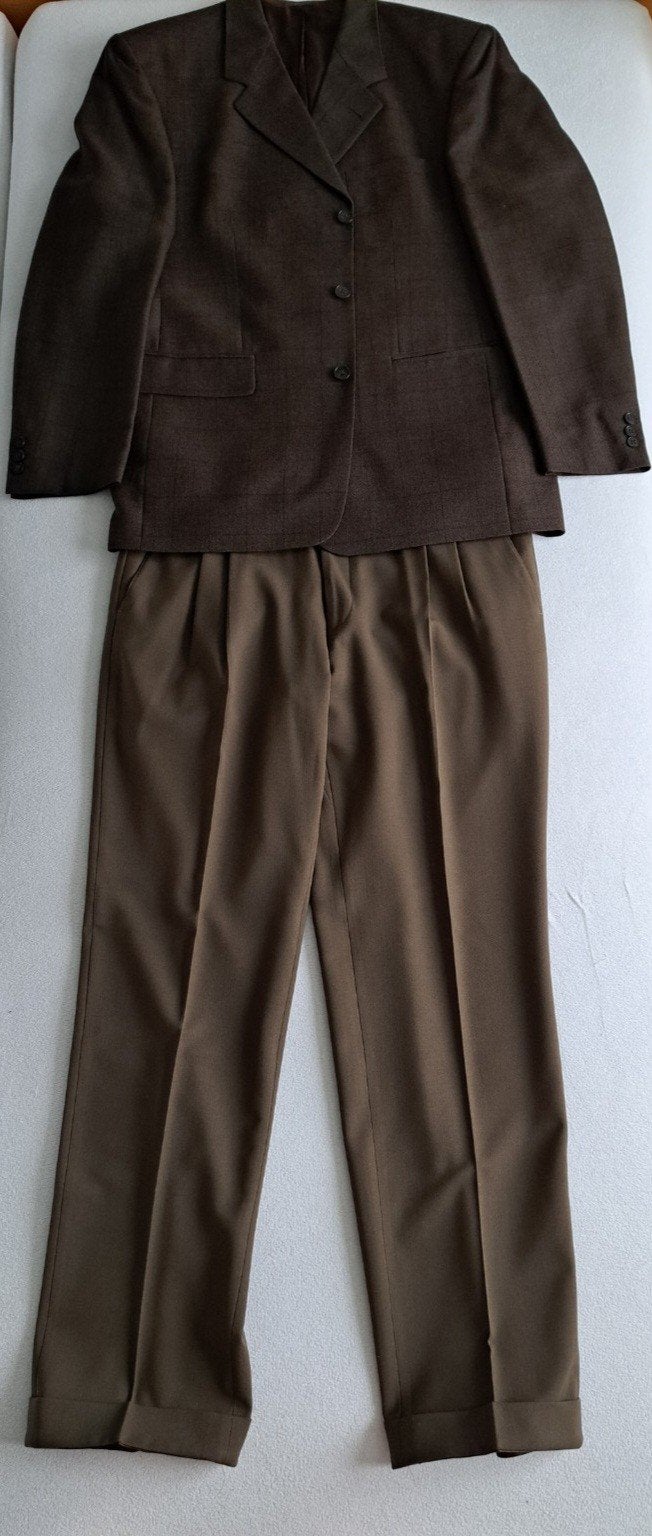 Colbert en pantalon, mt. 52, Kleding | Heren, Maat 52/54 (L), Bruin, Ophalen of Verzenden, Zo goed als nieuw