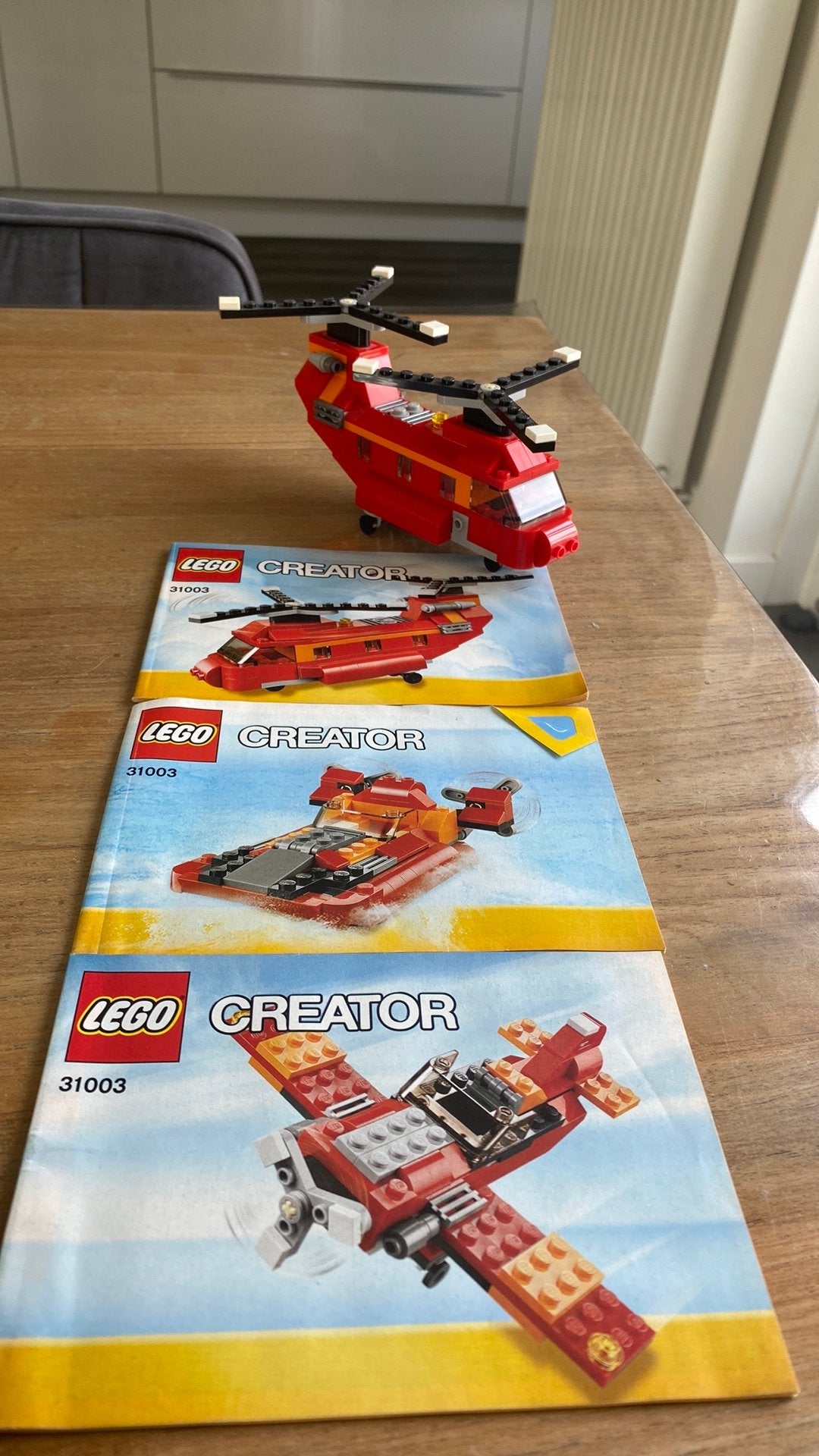 Lego Creator 31003 Rood Helikopter Vliegtuig Boot 3-in-1, Gebruikt, Lego, Ophalen of Verzenden, Compleet