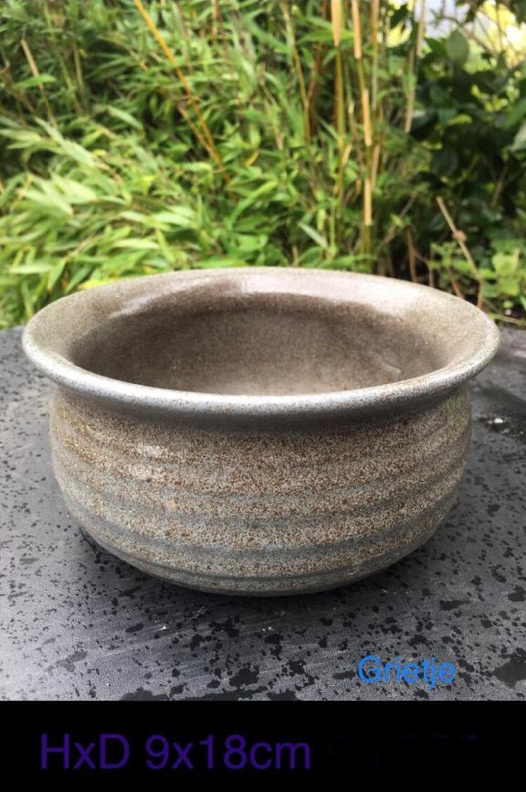 Mooie unieke keramische bloempot plantenschaal HxD 9x18cm, Tuin en Terras, Bloempotten, Ophalen, Rond, Binnen, Zo goed als nieuw