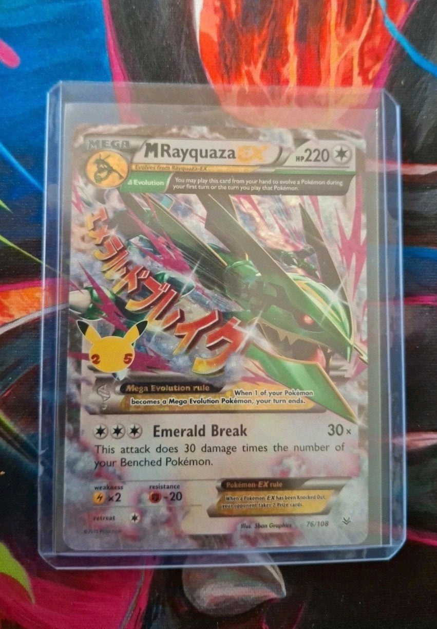 Pokémon M Rayquaza EX Celebrations Kaart 76/108, Ophalen of Verzenden, Zo goed als nieuw, Losse kaart