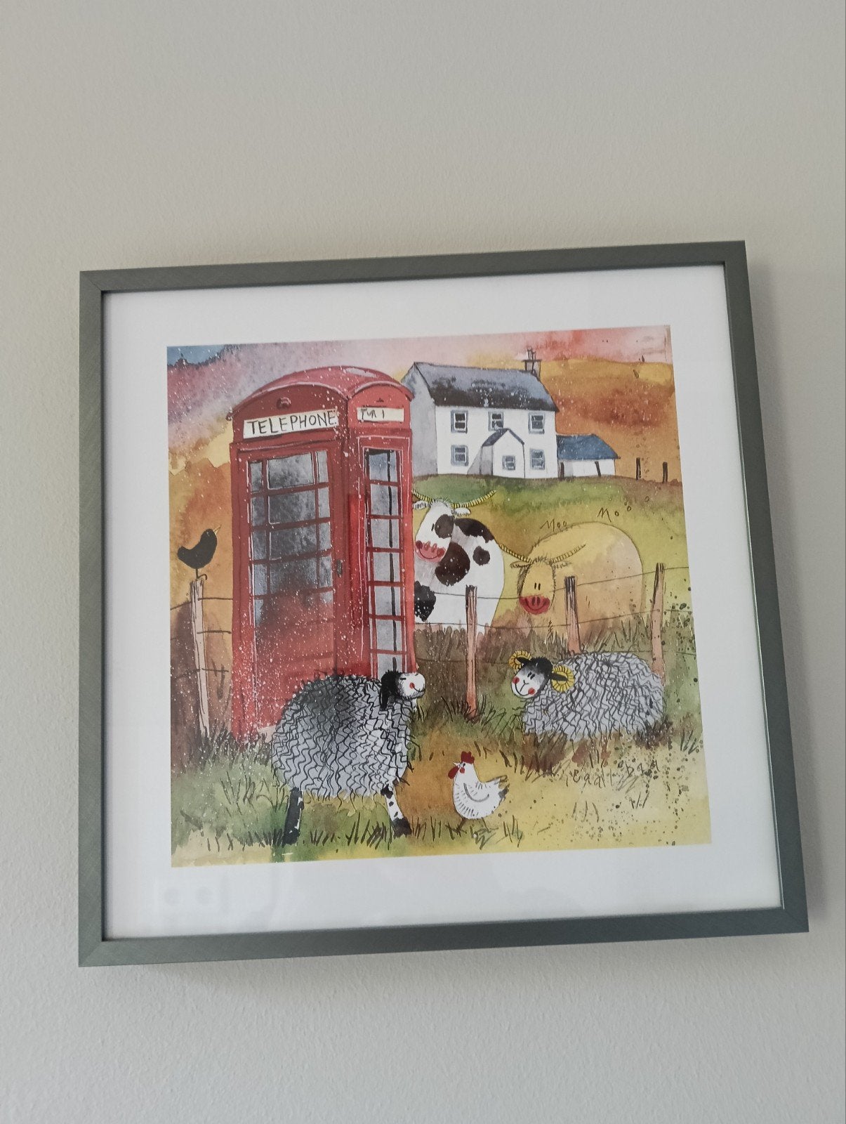 Dierenprint (Engelse stijl) in fotolijst., Huis en Inrichting, Woonaccessoires | Schilderijen, Tekeningen en Foto's, Ophalen of Verzenden