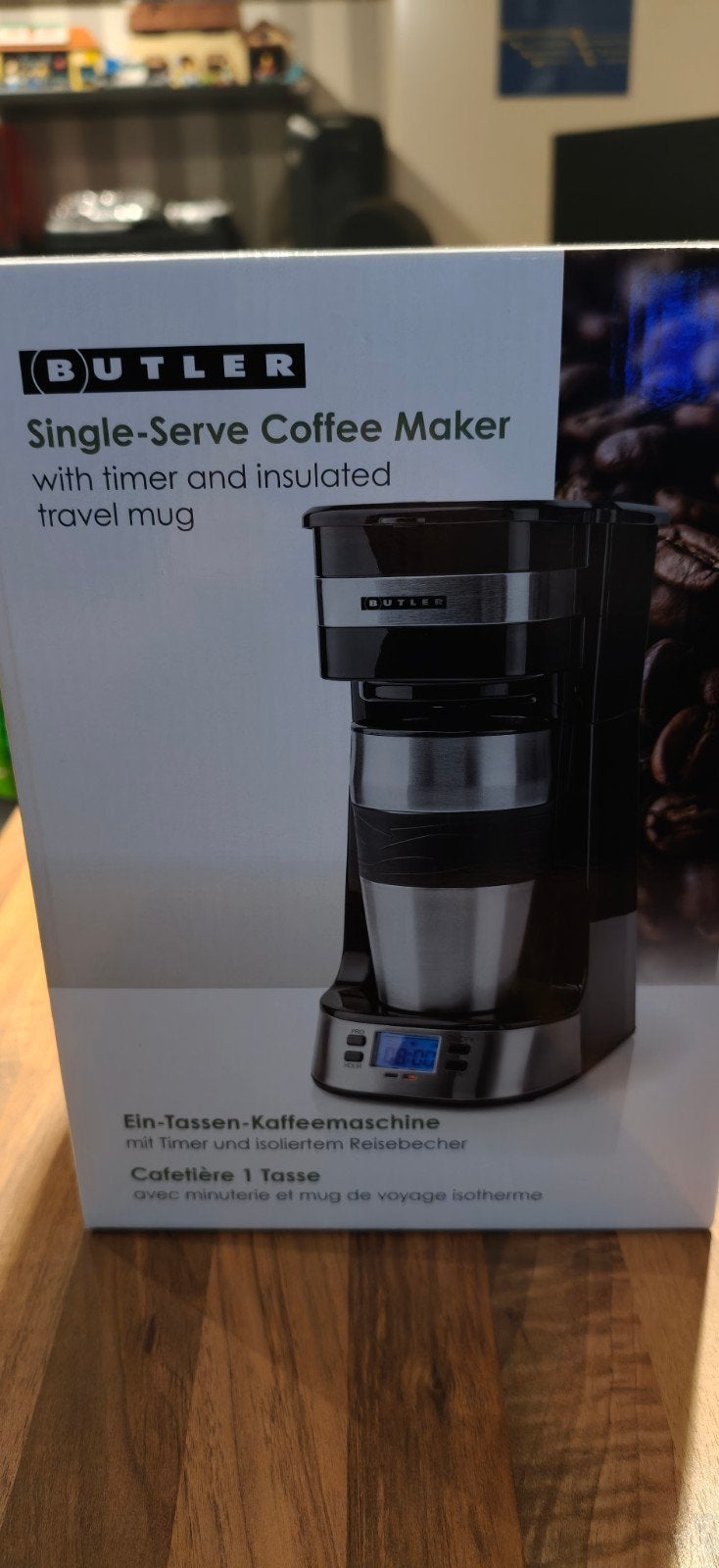 Butler Single-Serve Koffiezetapparaat met Reismok, Gemalen koffie, Ophalen of Verzenden, 1 kopje, Koffiemachine