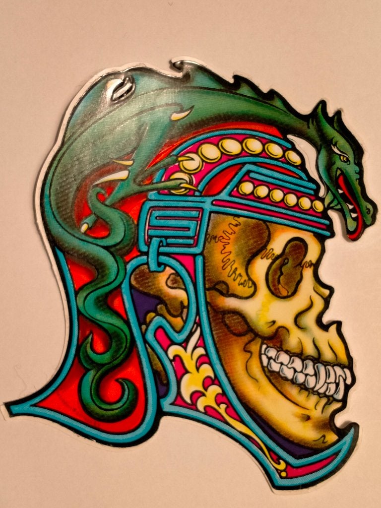 Skull Gothic Helm draak logo vintage sticker RARE, Verzenden, Gebruikt, Overige typen