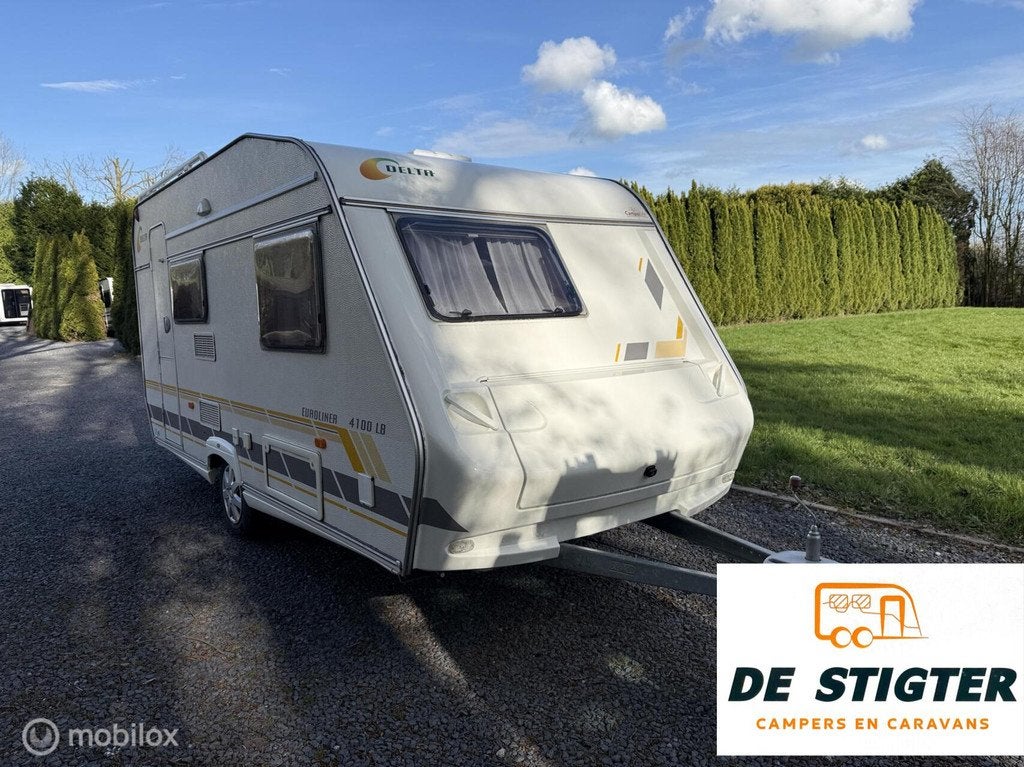 Delta 4100 LB Euroliner vastbed treinzit lichtgewicht, Caravans en Kamperen, Koelkast, Bedrijf, 750 - 1000 kg, 6 tot 7 meter