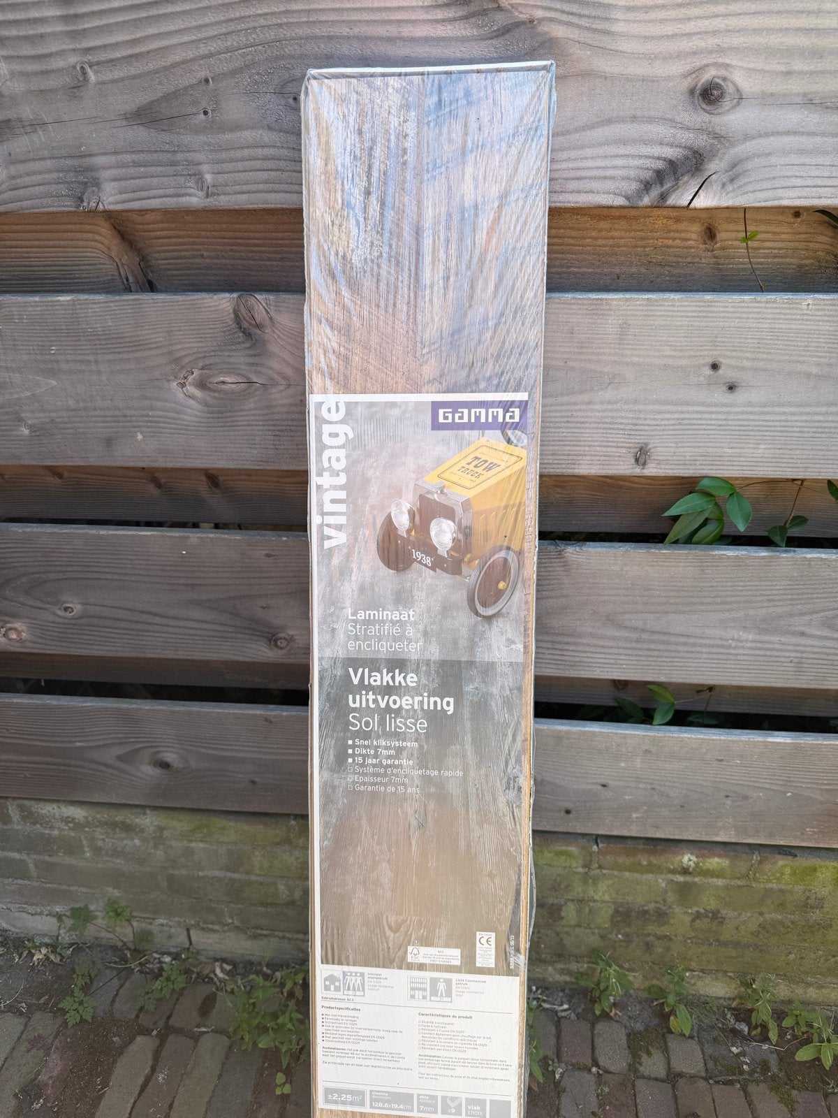 Vintage laminaatvloer van Gamma - Vlakke uitvoering Sol liss, Ophalen, Gebruikt, 50 tot 150 cm, 10 m² of meer