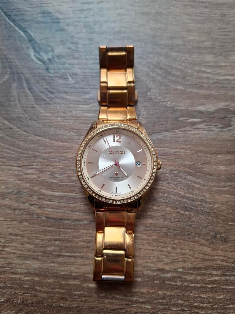 Zinzi Rosé Gouden Horloge met Strass, Sieraden, Tassen en Uiterlijk, Overige merken, Gebruikt, Polshorloge, Ophalen of Verzenden