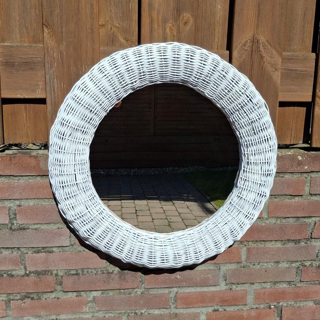 Mooi rond rotan rieten spiegel IKEA VENNA - 60 cm BROCANT, Ophalen, Gebruikt, Rond, Minder dan 100 cm