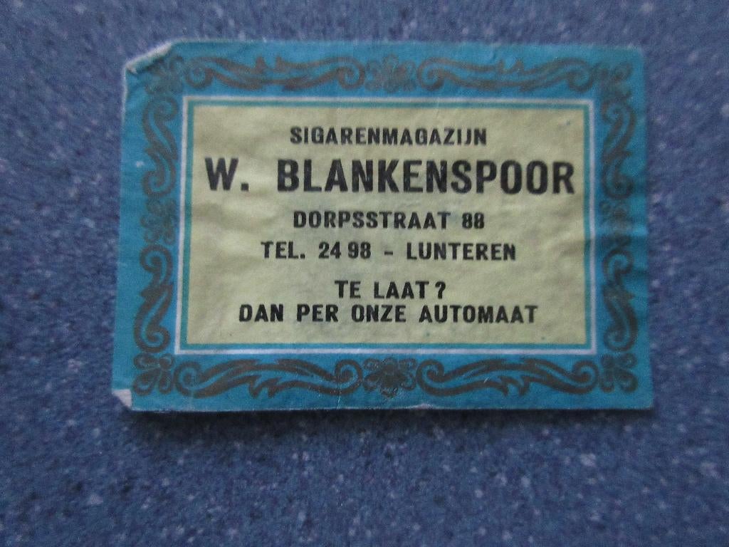 Lunteren, sigarenmag. W. Balnkenspoor, Verzenden, Gebruikt, Luciferdoosjes of -merken
