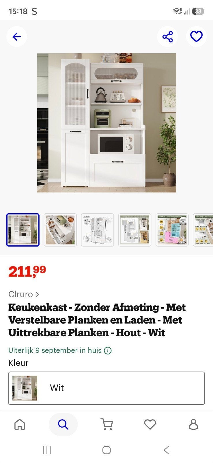 Witte Keukenkast met Verstelbare Planken en Laden, Ophalen, Overige typen, Hout, Zo goed als nieuw