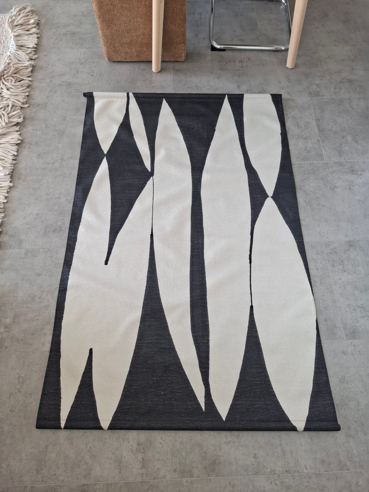 HKliving wandkleed met abstract patroon - Zwart/Wit/Beige, Huis en Inrichting, Ophalen, Gebruikt, Zwart, Wandkleed