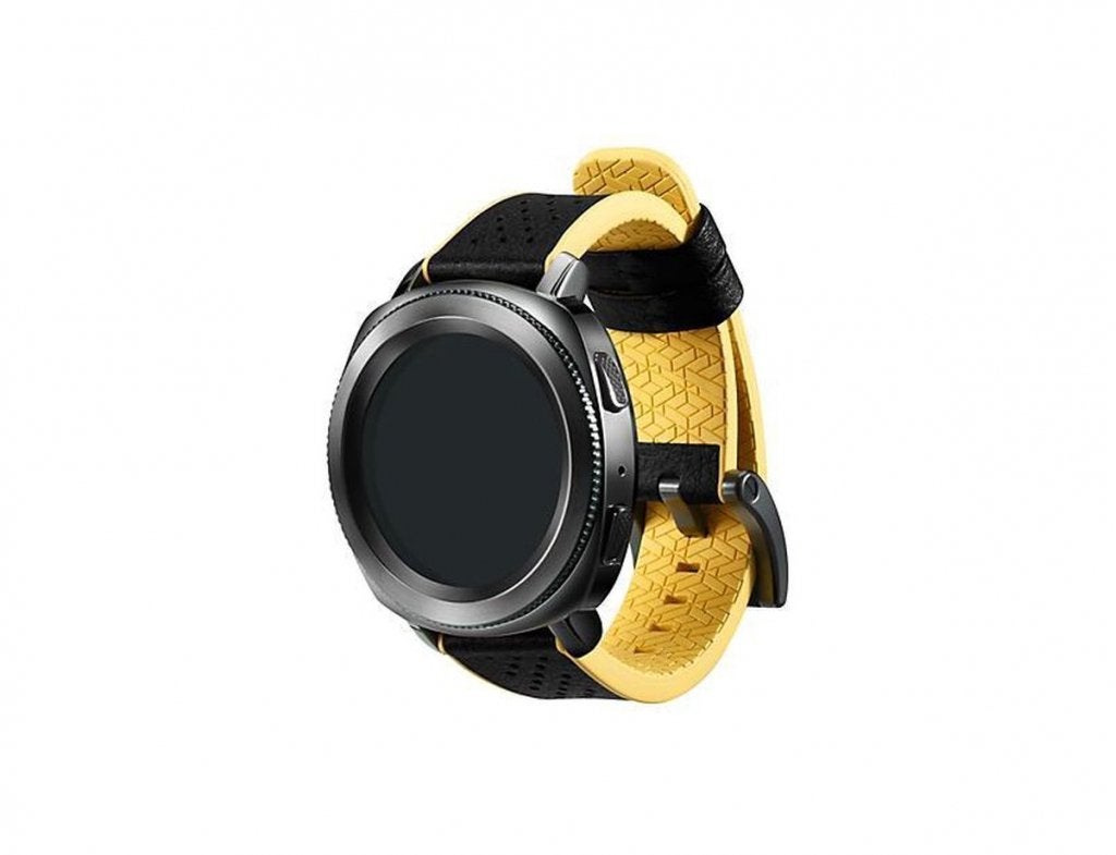 Samsung Rubber/Leer Bandje - 20mm - Zwart/Geel, Bandje, Madefor@samsung.com, Nieuw, Ophalen of Verzenden