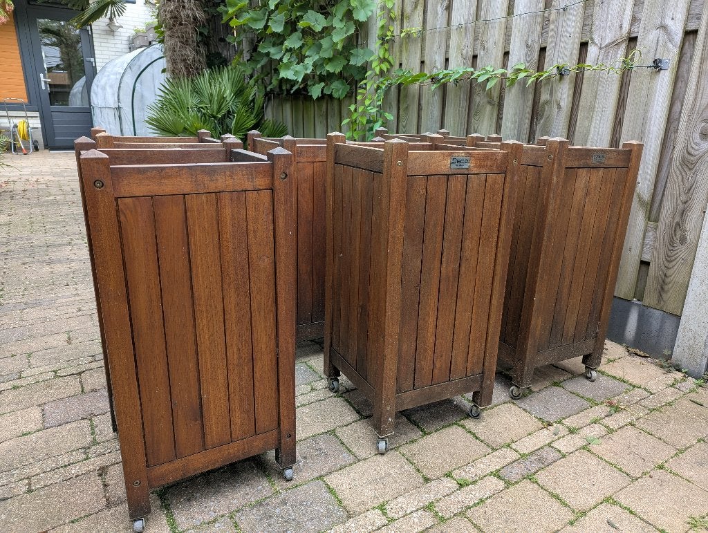Teakhouten plantenbakken Teak Tuin Bloempot plantkuip, Ophalen, Minder dan 60 cm, Vierkant, Zo goed als nieuw