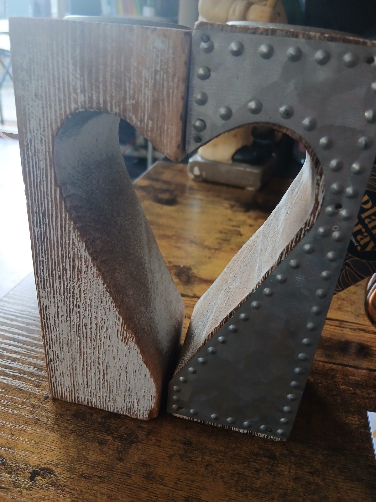 Decoratieve Boekensteunen Hart - Hout & Metaal, Hout, Ophalen of Verzenden, Zo goed als nieuw, Bruin