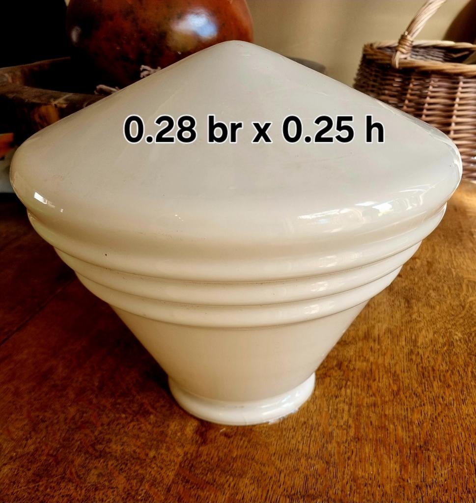 Vintage opaline glazen lampenkap - 28x25cm, Antiek en Kunst, Antiek | Lampen, Ophalen