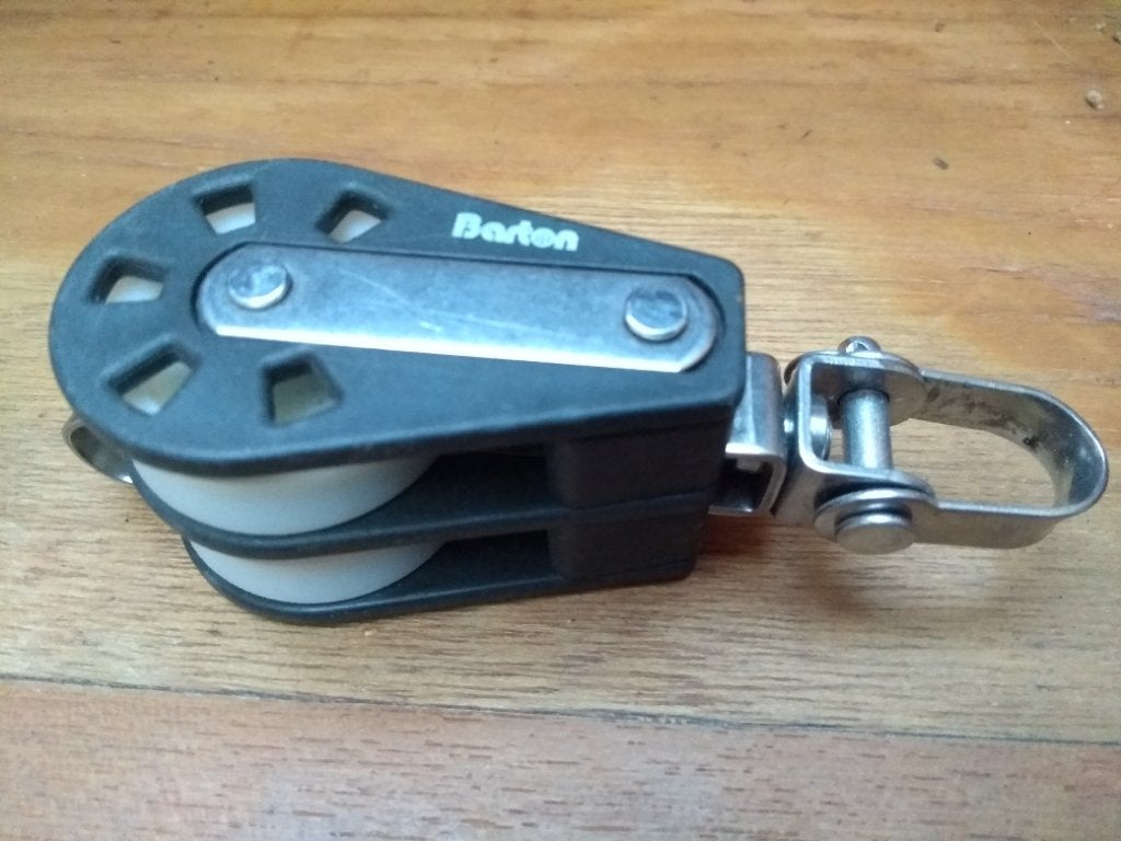 2-schijfs blok Barton met wartel 11 mm schijven, Watersport en Boten, Accessoires en Onderhoud, Ophalen of Verzenden, Zo goed als nieuw