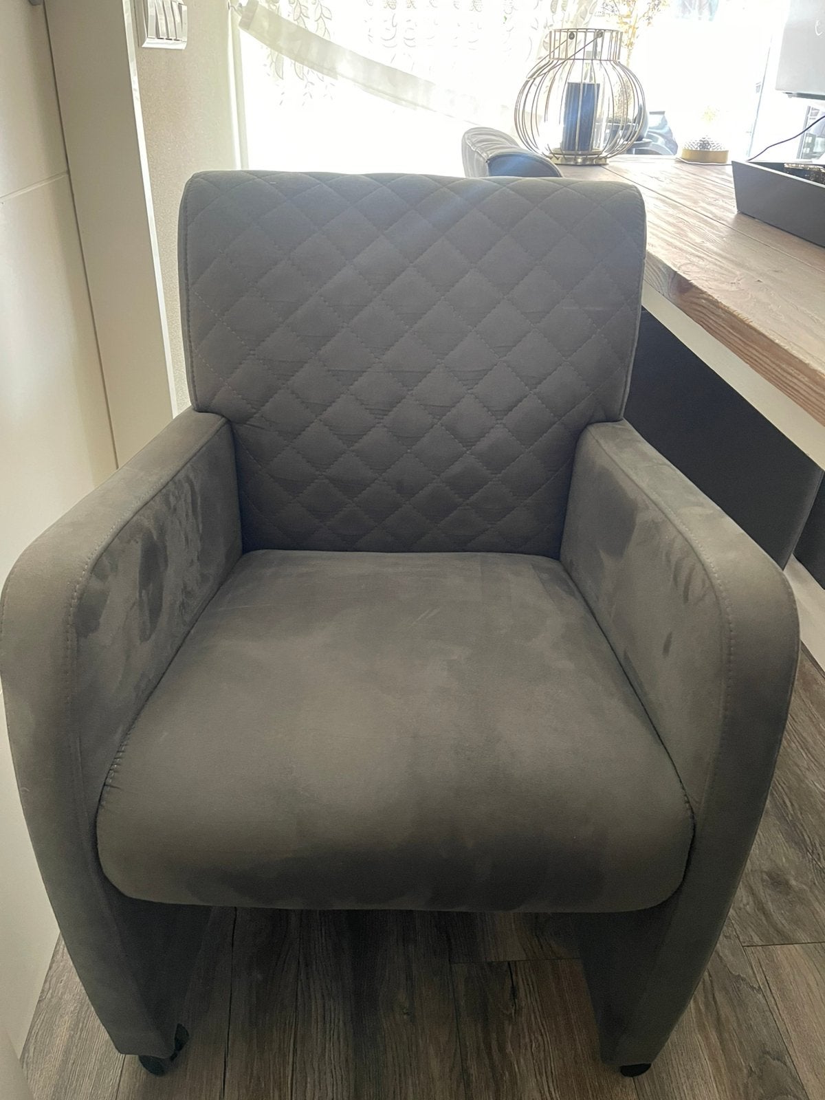4 eetkamerstoelen op wielen, Ophalen, Gebruikt, Minder dan 75 cm, Leer