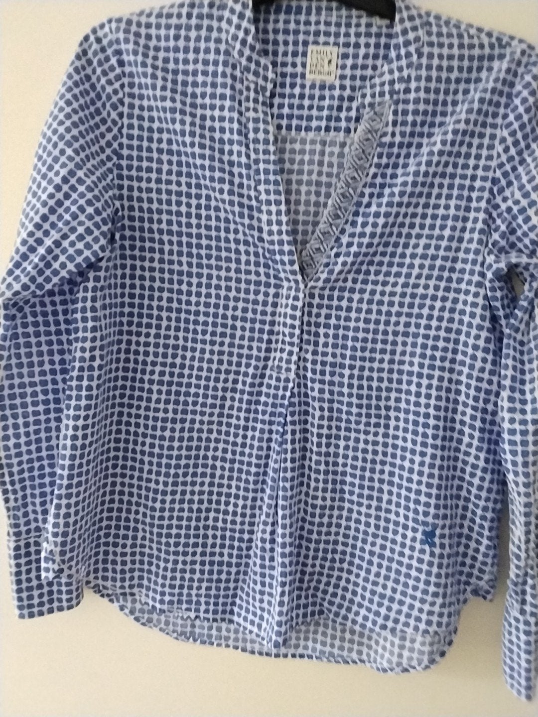 Blouse 36 Emily van den Bergh blauw wit katoen, Blauw, Ophalen of Verzenden, Zo goed als nieuw, Lange mouw