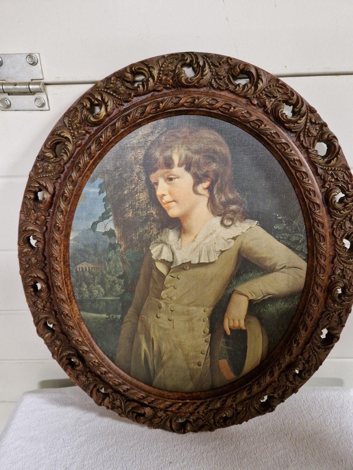 Zeer mooi persoon portret houtgesneden lijst, Antiek en Kunst, Kunst | Schilderijen | Klassiek, Ophalen, Portret of Personen, Overige ondergronden