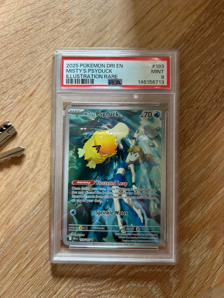 Pokemon Misty’s Psyduck 193/182 Destined Rivals PSA 9 MINT, Ophalen of Verzenden, Zo goed als nieuw, Losse kaart