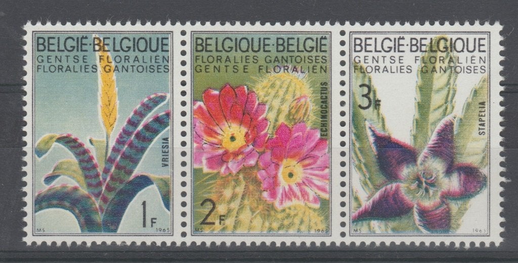 België 1965 Gentse Floraliën III - bloemen strip **, Orginele gom, Ophalen of Verzenden, Postfris, Postfris