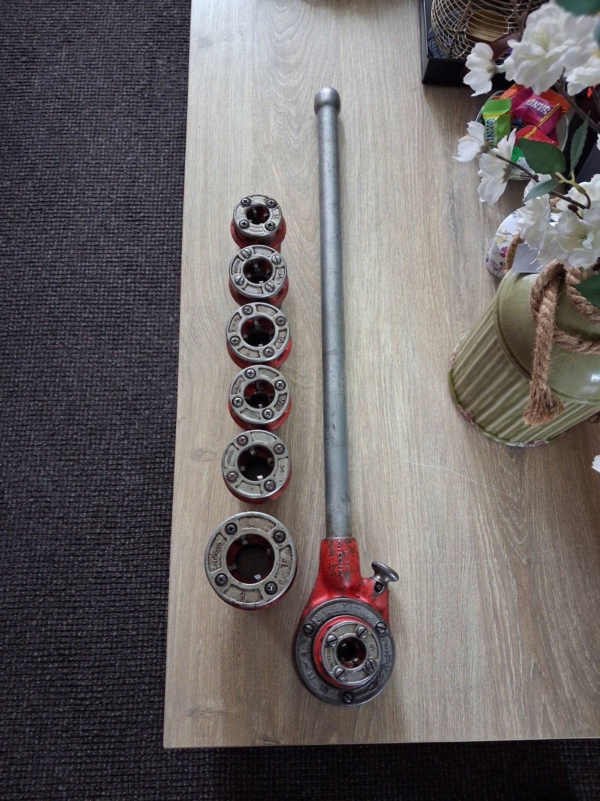 RIDGID pijpsnijder set met 6 snijkoppen, Ophalen of Verzenden, Gebruikt