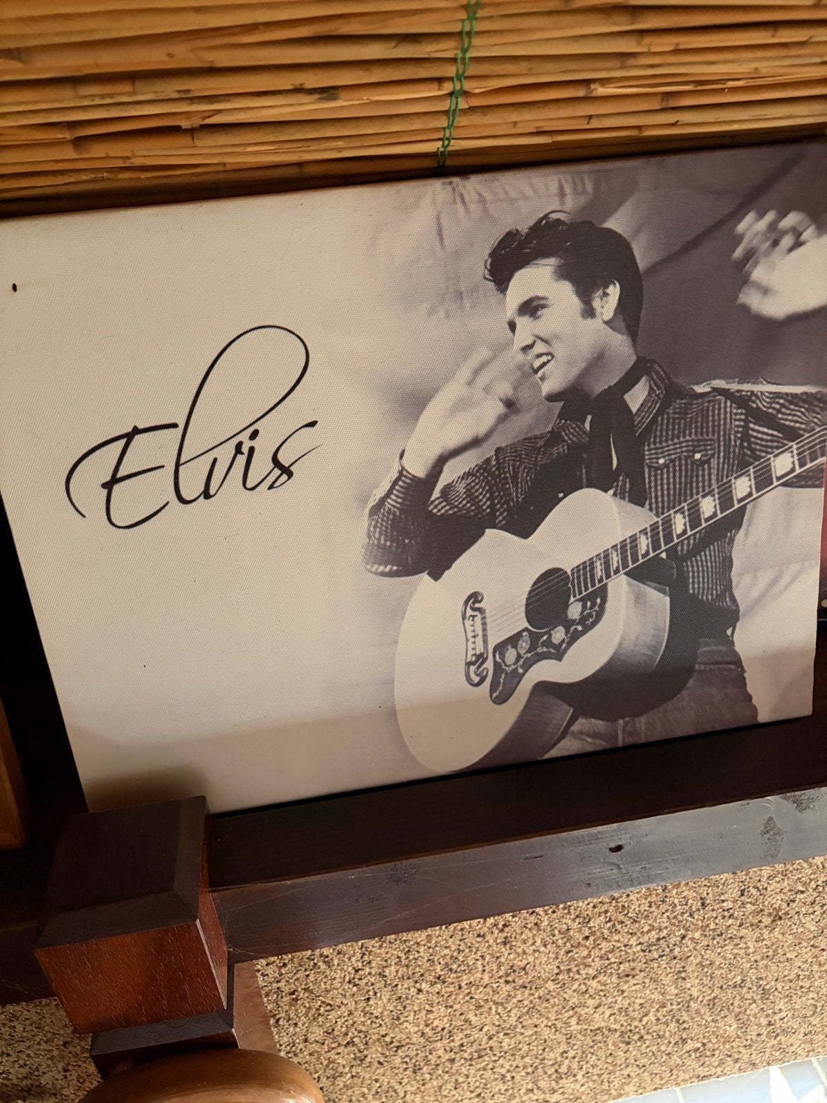 Elvis Presley Canvas Print - Zwart-wit met gitaar, Ophalen, 50 – 75, 50 tot 75 cm, Print