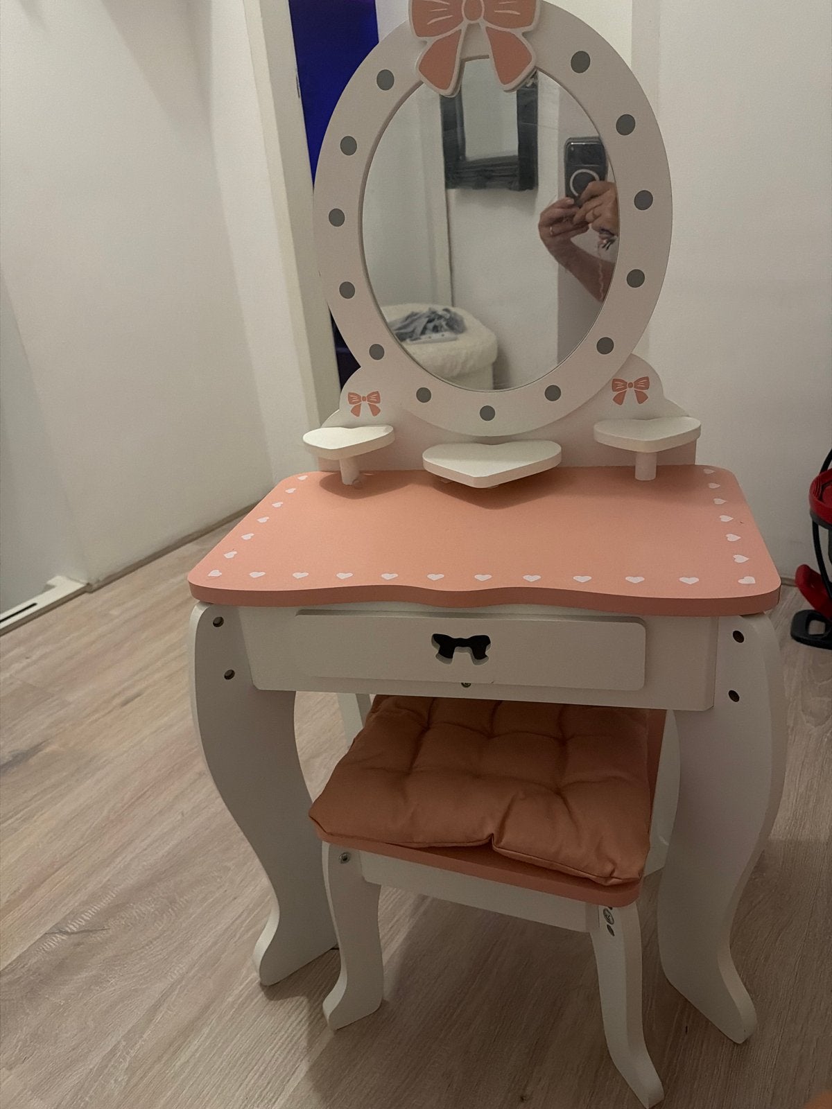 Kaptafel met krukje voor kinderen - Roze/Wit, Ophalen, Gebruikt, Overige typen