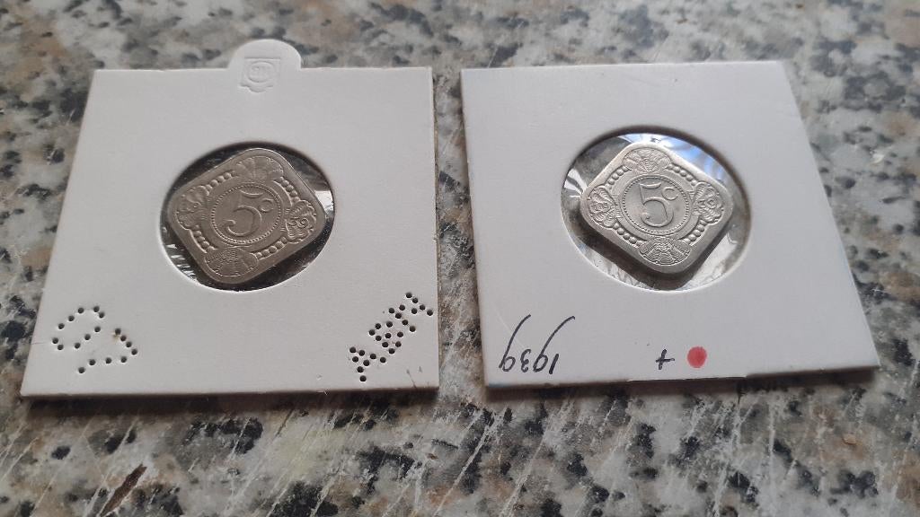 Wilhelmina 5 cent vierkante stuiver 1939, Ophalen of Verzenden, Koningin Wilhelmina, 5 cent