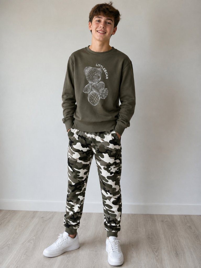 2 Delige set Camouflage Beer broek/trui maat 158-164 NIEUW, SO, Nieuw, Setje, Info@juniorcompany.nl