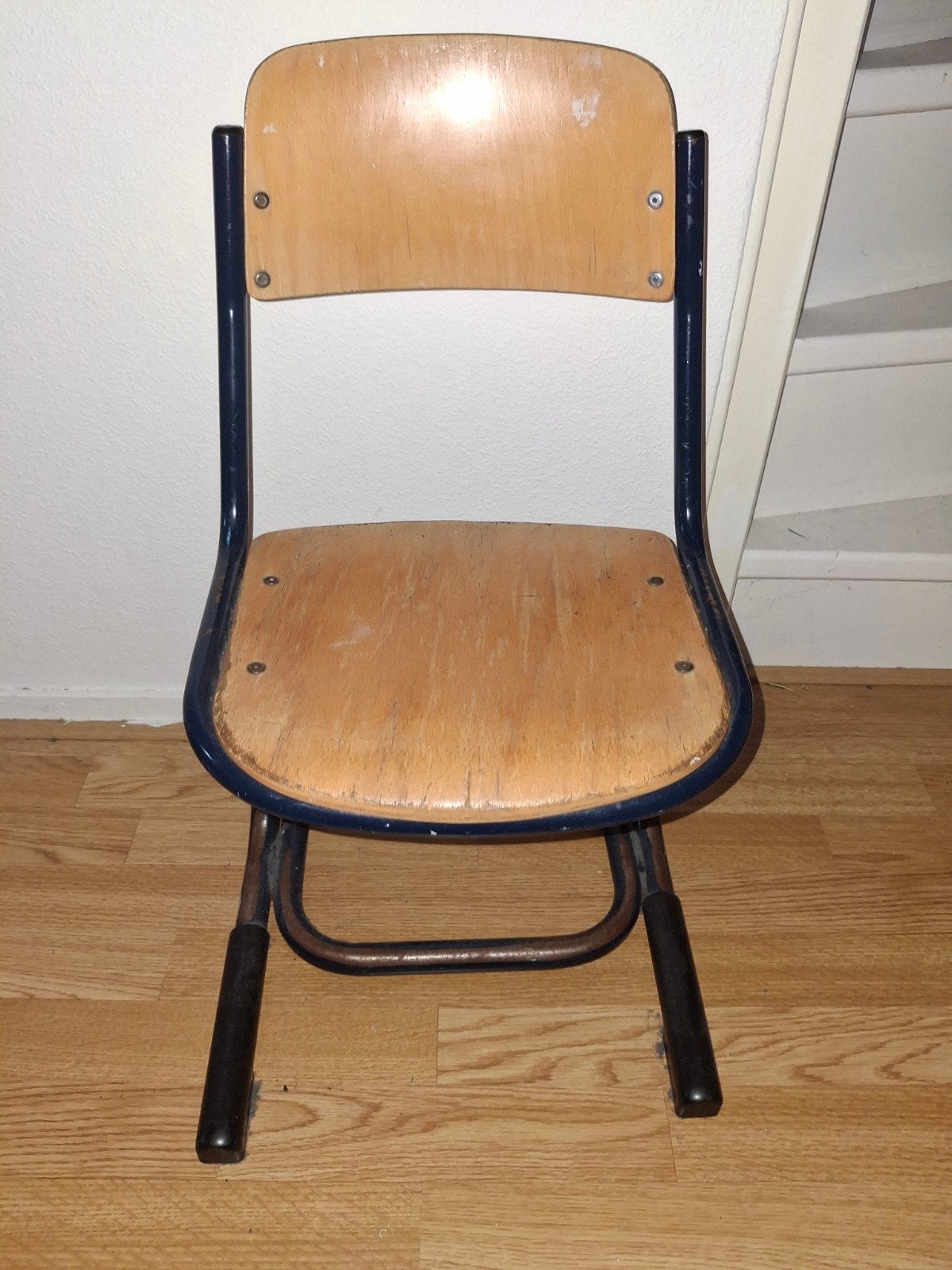 Vintage schoolstoel - Hout en metaal, Ophalen, Gebruikt, Overige kleuren, Vintage, Retro, Industrieel
