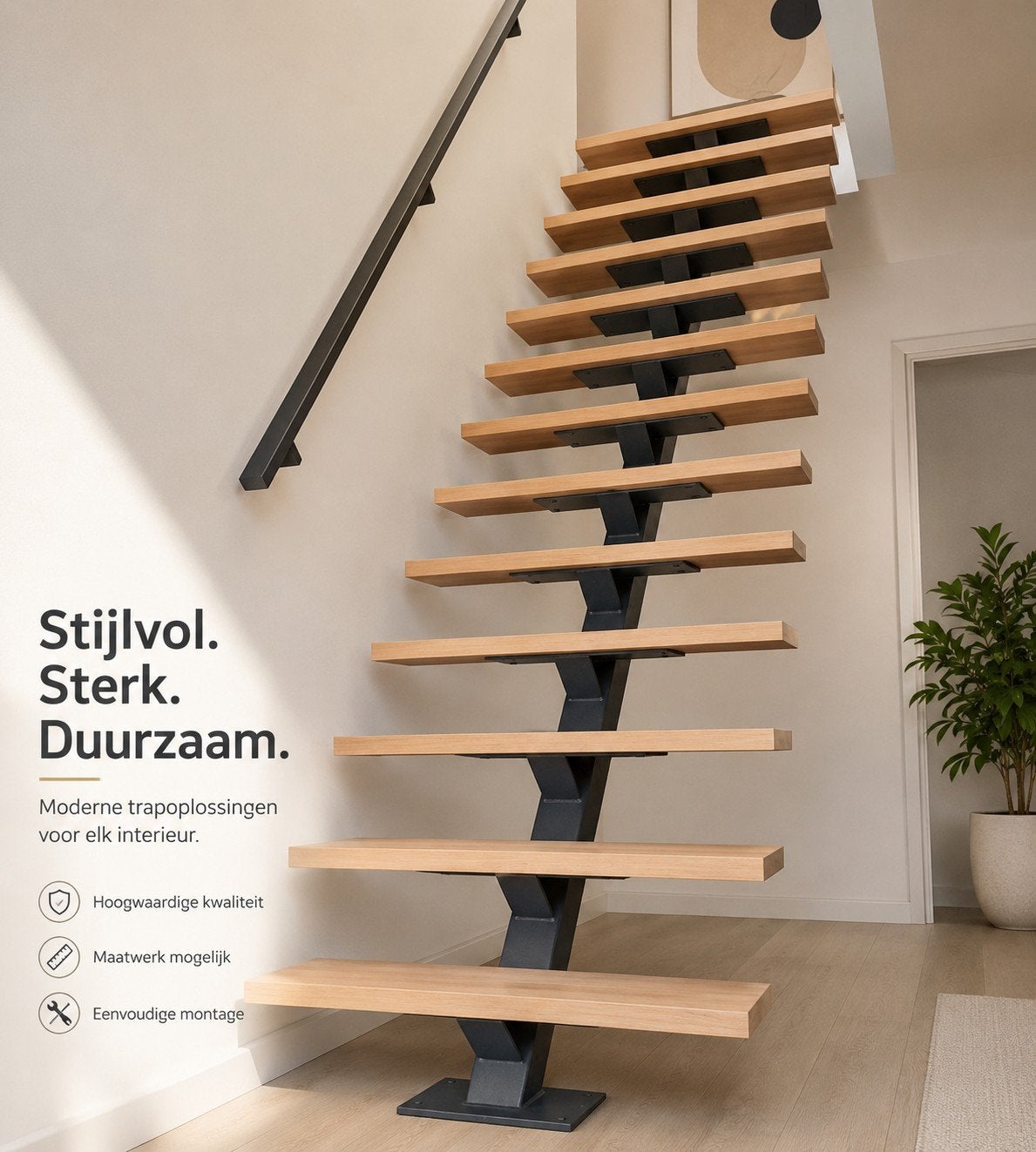 Eikenhouten Traptreden - Stijlvol, Sterk en Duurzaam, Nieuw, Woodwolf, Ophalen of Verzenden, Info@wood-wolf.nl