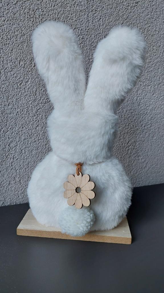 Pluchen paas haas wit 14x25x5 cm decoratief Pasen versiering, Diversen, Pasen, Ophalen of Verzenden, Nieuw