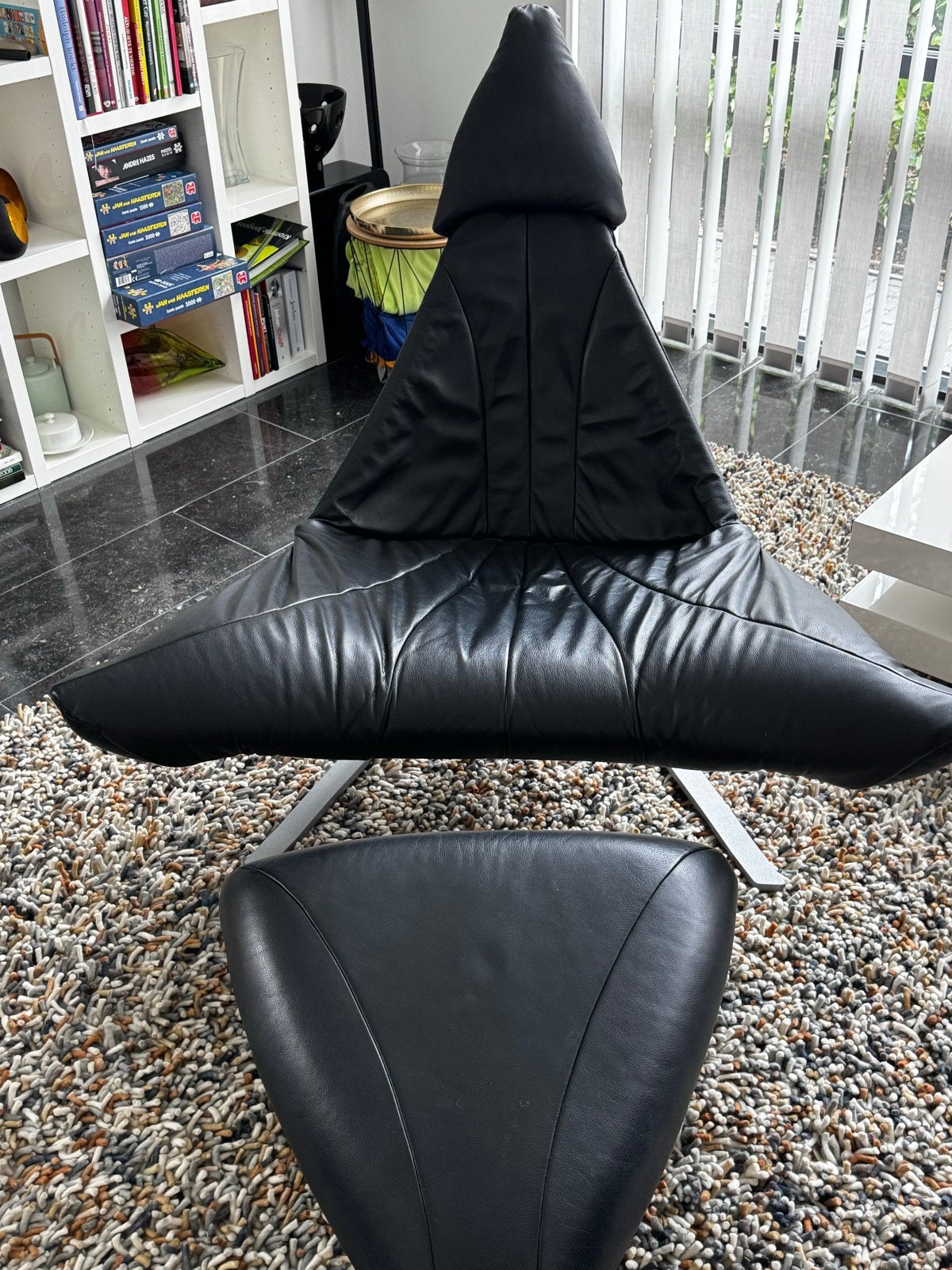 Leolux Bird of Paradise Fauteuil (2x) met hoofdsteun en poef, Huis en Inrichting, Ophalen, Gebruikt, Leer, 75 tot 100 cm