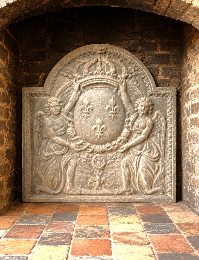 Haardplaat Frans antiek gietijzer Fleur de Lis Franse lelies, Antiek en Kunst, Ophalen