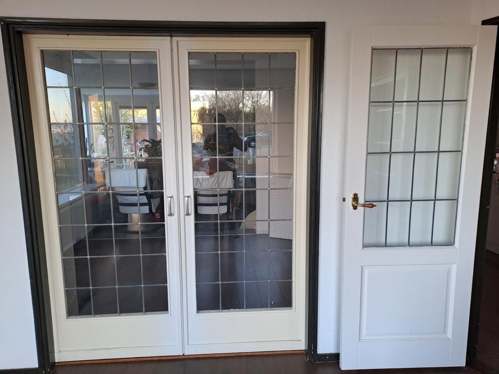 Set van 3 binnendeuren met glas in lood, Doe-het-zelf en Verbouw, Deuren en Horren, Ophalen, Gebruikt, Binnendeur, Glas