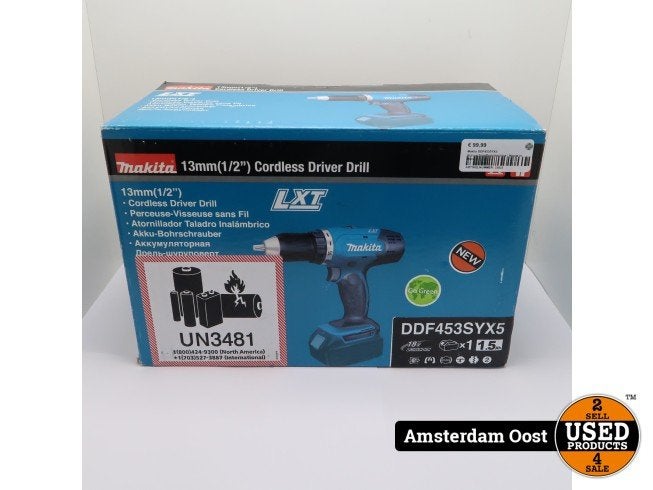 Makita DDF453SYX5 Accu-schroefboormachine | Nieuw in doos, Doe-het-zelf en Verbouw, Makita, Nieuw, Support@makita.com, Makita Corporation, 3-11-8, Sumiyoshi-cho, 
Anjo, Aichi 446-8502
Japan