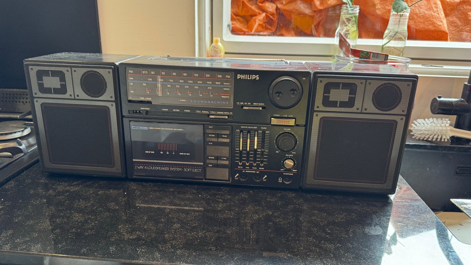 Philips Soundmachine D8454 Boombox met Cassettedeck, Audio, Tv en Foto, Radio's, Ophalen of Verzenden, Gebruikt, Radio