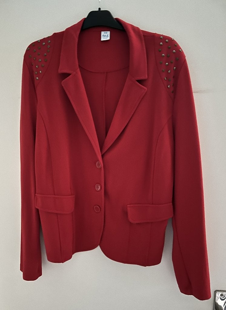MS Mode rood jasje maat 48, Maat 46/48 (XL) of groter, Ophalen of Verzenden, Zo goed als nieuw, Jasje
