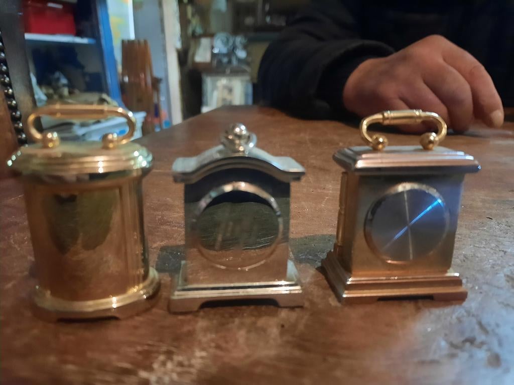 Set van 3 Mini Reiswekkerklokjes - Vintage Stijl, Antiek en Kunst, Antiek | Klokken, Ophalen of Verzenden