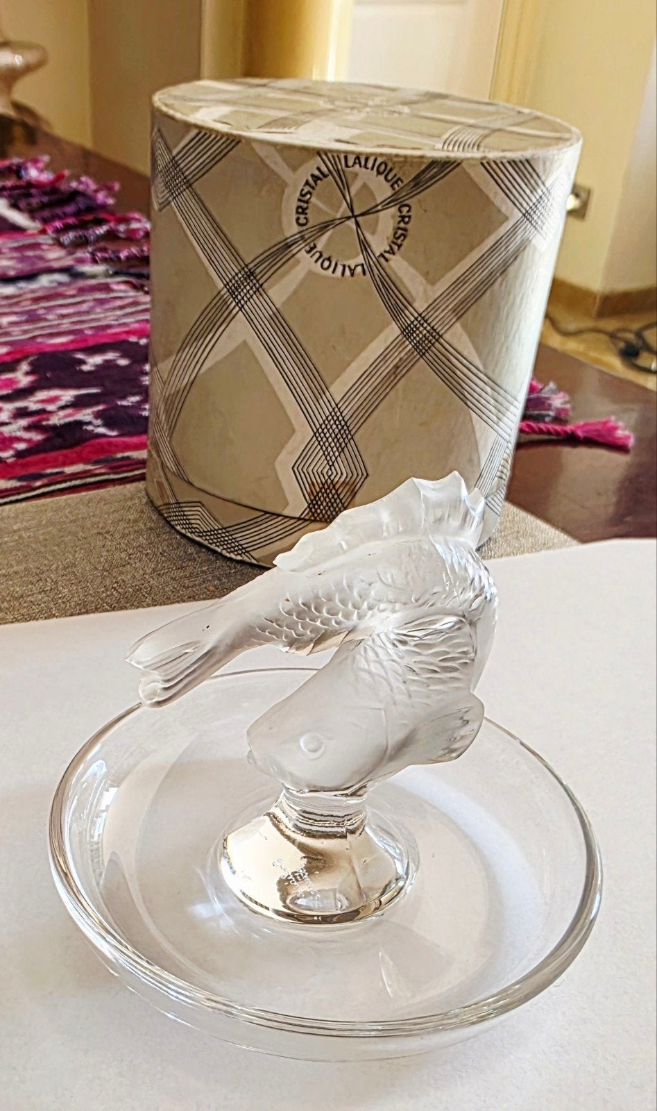 Gesigneerd Lalique Kristal Ringenschaal Koi, Ophalen of Verzenden