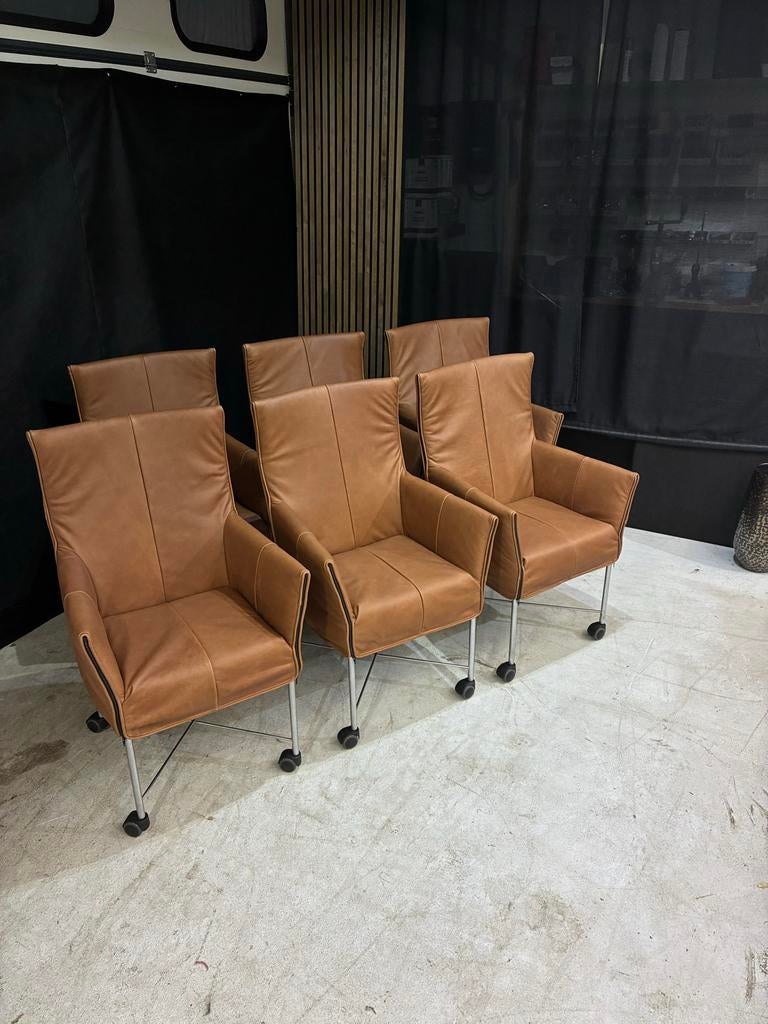 6 Montis Chaplin stoelen - Nieuw rancho leer