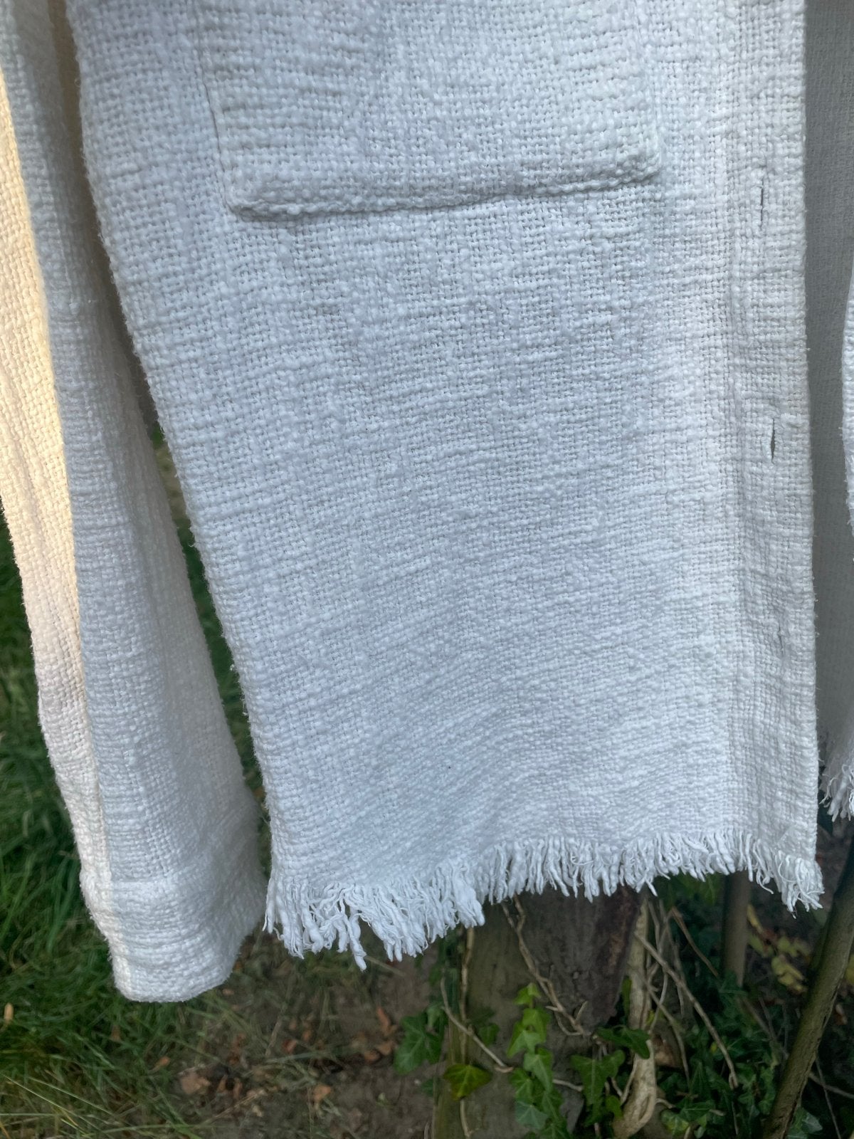 Wit bouclé jasje van Cream, maat 38 (valt als 42), Ophalen of Verzenden, Gedragen, Maat 42/44 (L), Wit