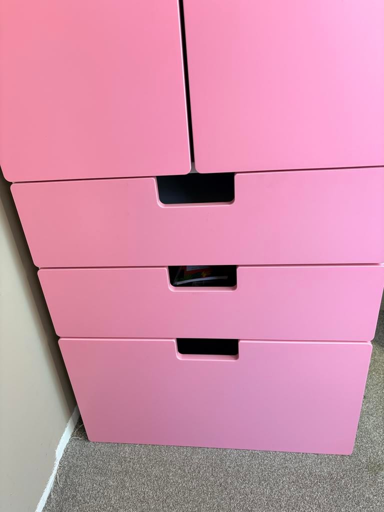 Roze kledingkast met lades en hangruimte, Huis en Inrichting, Kasten | Kledingkasten, Ophalen, Gebruikt, 50 tot 100 cm, Met lade(s)