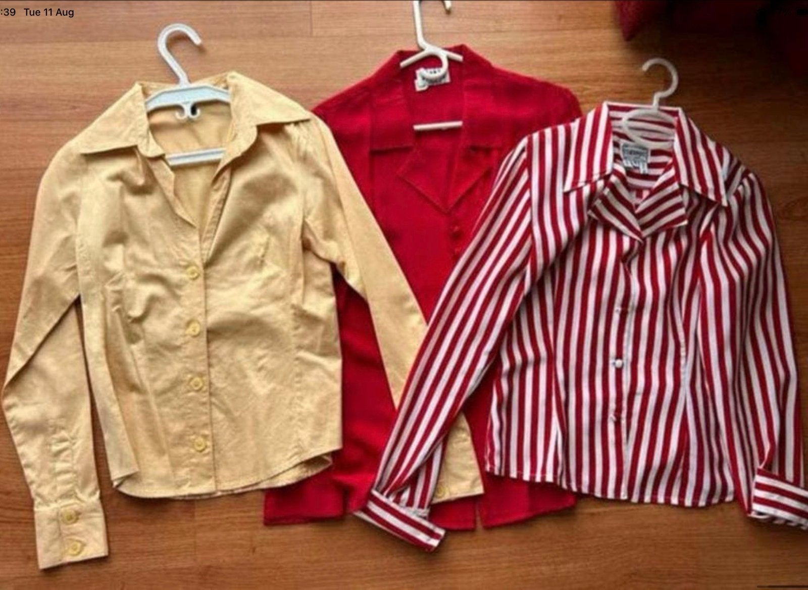 Set van 3 blouses maat S - Rood, Beige, Gestreept, Ophalen of Verzenden, Zo goed als nieuw, Maat 36 (S), Meerkleurig