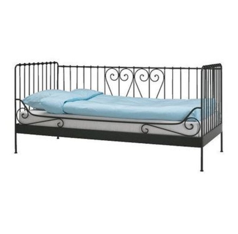 Meldal meisjes bed zwart metaal, Ophalen, 90 cm, Eenpersoons, Zwart