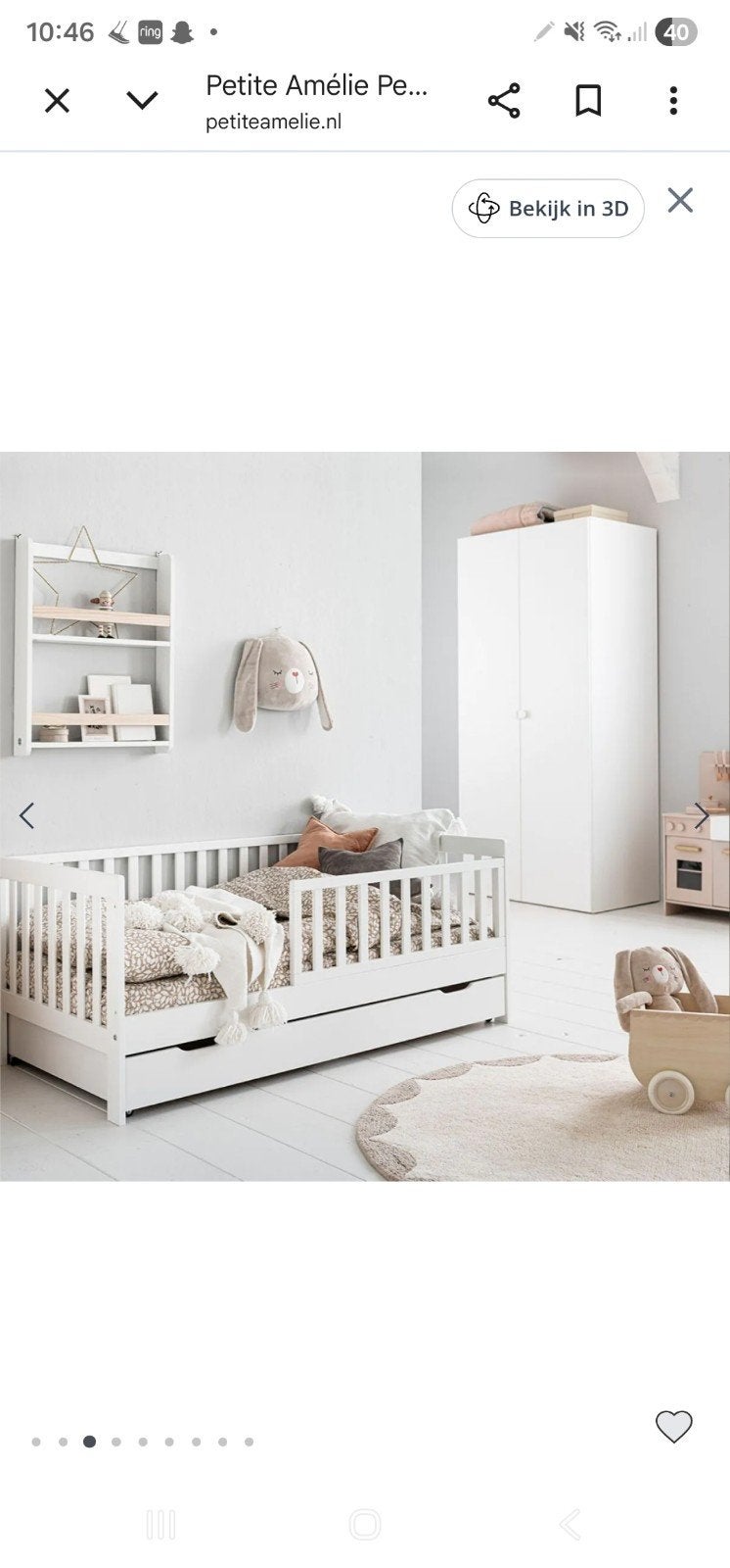 Petit Amélie kinderbedje met lade - Wit, Huis en Inrichting, Ophalen of Verzenden
